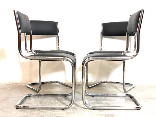 4 Sedie in Eco Pelle SPACE AGE Anni 70 VINTAGE INTERIOR DESIGN CHAIR HOME ARREDO - Foto 4 di 17