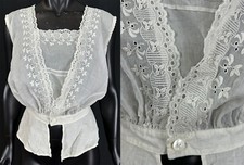 Victorian Whitework Broderie Anglaise Eyelet Cutwork Camisole Corset Cover Top
