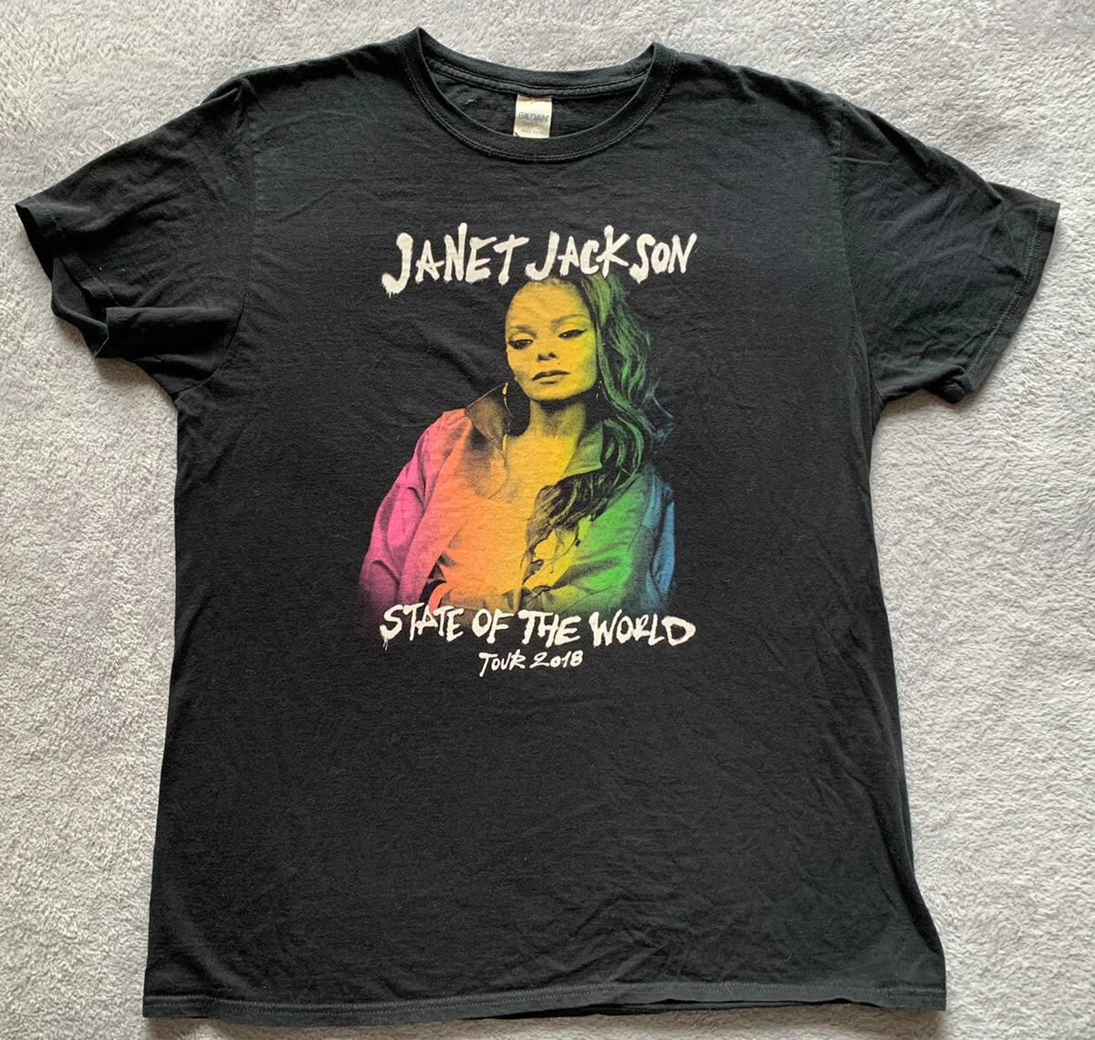 Janet Jackson State of The World Tour 2018 T-Shirt Women’s L Black Double  Sides