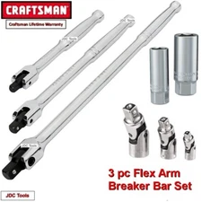 CRAFTSMAN TOOLS 3 pc Polished Flex Handle Arm Breaker Bar Set