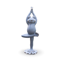 2X Figur Frosch Yoga Stehend 26X18X68Cm Gartenfiguren Gartendeko Magnesia Deko