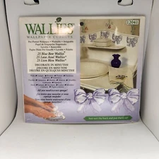  Wallies  BLUE BOW 25 Wallpaper Cutouts Pre-pasted Wallpaper #12041