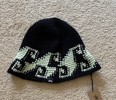 Stussy wave knit bucket hat black Giza | eBay