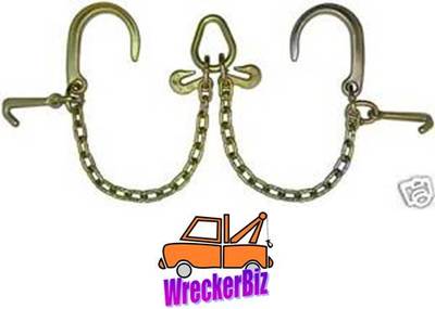 G70 Wrecker Tow Truck V-Chain With V-Bridle & Mini J/T/R Hooks - For Rollback & Car Carrier Trucks