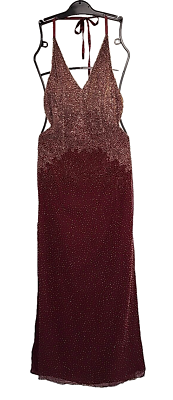 Scala Form Fitting Maroon Beaded Silk Formal Prom Dress Size Large Halter | eBay Scala Form Fitting Maroon Beaded Silk Formal Prom Dress Size Large Halter | eBay