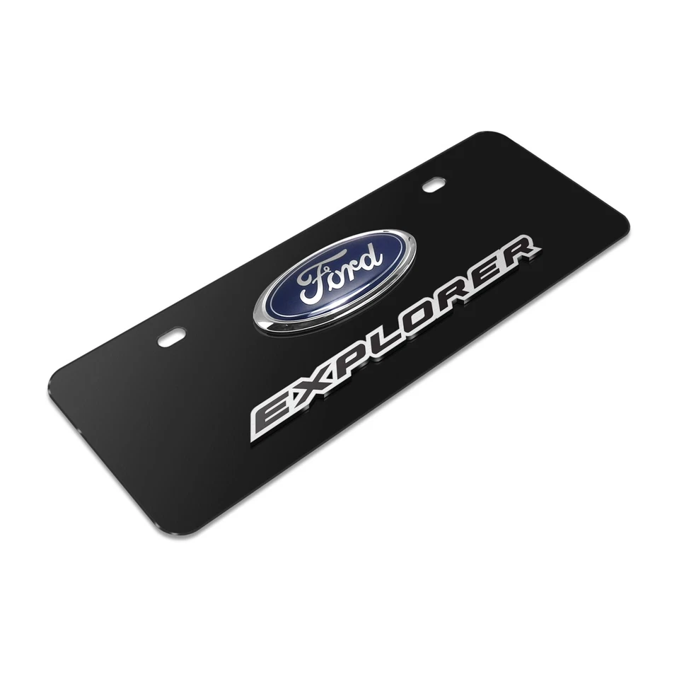 Logotipo Ford Explorer 3D en negro 12"x4" tamaño medio acero inoxidable matrícula Foto 3 de 4