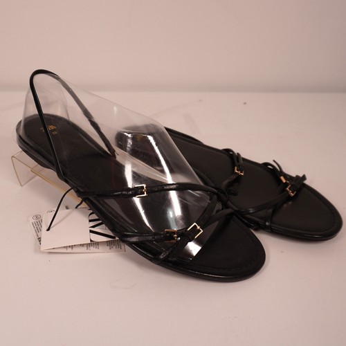 ZARA - SANDALIA PLANA DE CUERO CON TIRAS/HEBILLA - MUJER TALLA 8 EE. UU. - ¡NUEVA CON ETIQUETAS! - Imagen 6 de 9
