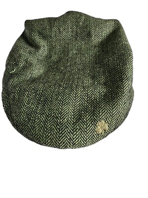 Ireland Man of Aran Flat Cap Hat Newsboy Shamrock Green Wool