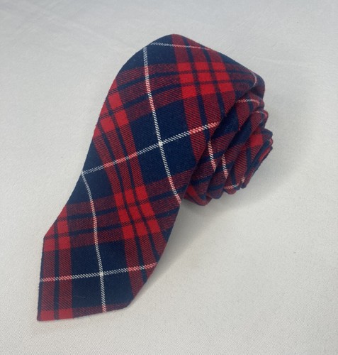Nautica Tie Red blue plaid 100% Cotton - Picture 2 of 5
