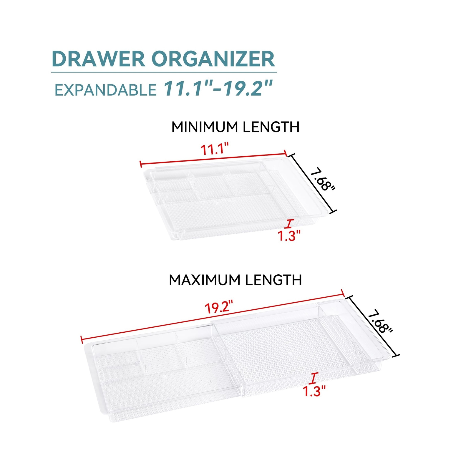 Oubonun Expandable Drawer Organizer 11.1” to 19.2” Width, Shallow C.
