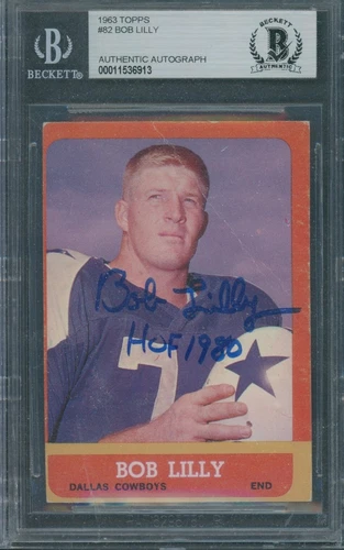 1963 Topps #82 Bob Lilly Beckett Authentic Autograph Signed *6913