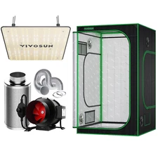 VIVOSUN 48x48x80" Reflective Mylar Grow Tent w/ VS1000 LED 4/6/8 Ventilation fan