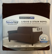 Perfect Fit NeverWet Luxury Loveseat Slipcover in Chocolate