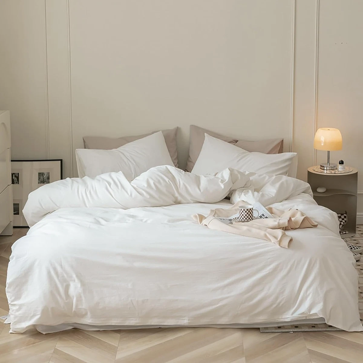 Solid white comforter sale queen