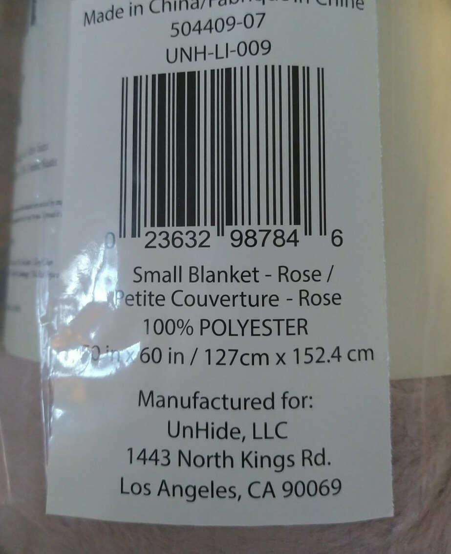 UnHide For Love Not Fur - Lil’ Marshmallow Throw Blanket Rose (Pink) 50 x 60
