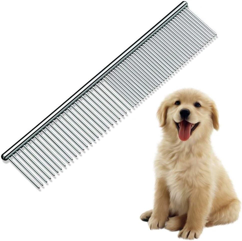 Medium Metal Pet Comb for Dog Cat Grooming Coarse Fur Easy Grip