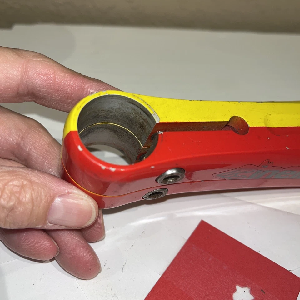 VINTAGE CINELLI SESAMO 1" x 110 x 26 x 0 RISE THREADLESS STEM RARE RED & YELLOW - Image 2 of 4