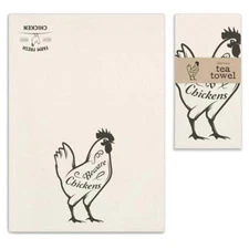 Flour Sack Tea Towel - "Beware Chickens" Poultry Design - 100% Cotton CTW 
