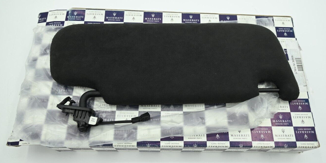 Genuine OEM Maserati Front LH Visor (Black Alcantara) P/N 670047384 NEW in Box