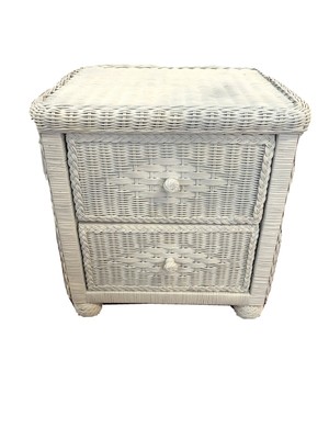 Vintage Wicker Nightstand Cottage Rattan Table Bed EXC. | eBay
