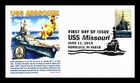 US COVER USS MISSOURI NAVAL BATTLESHIP FIRST DAY ISSUE PANDA CACHET