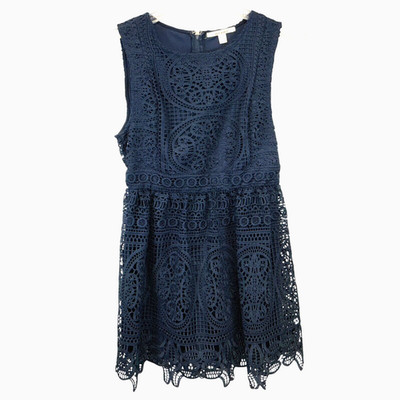 L Mi Ami Francescas dress embroidered eyelet stretch Lined Blue lace