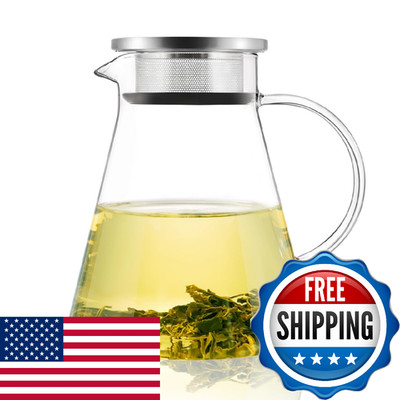 Cnglass 40Oz/1200Ml Glass Teapot Stovetop Safeone-Touch Clear Tea
