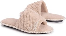 No Box MukLuk Women Sally Micro Chenille Scuff Slippers Tan L 9-10 40 1C434