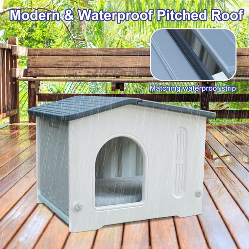Plastic Cat House for Outdoor Indoor Use, Feral Cat House with Escape Door an... - Picture 3 of 8