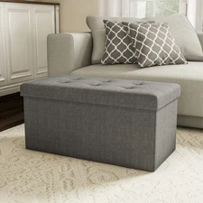 Lavish Home 262112SXQ 30-inch Tufted Footrest Folding Storage Ottoman with