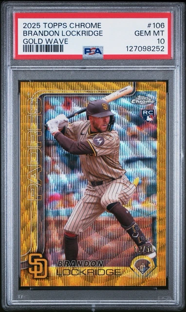 2025 Topps Chrome - Brandon Lockridge #106 Gold Wave Refractor /50 (RC) PSA 10