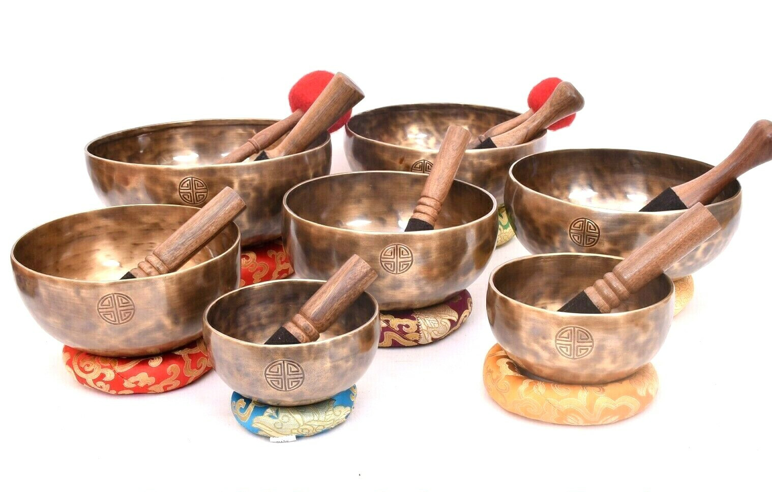 4-9 Full Moon Singing Bowl set of 7 professional sound Healing Chakra note tune