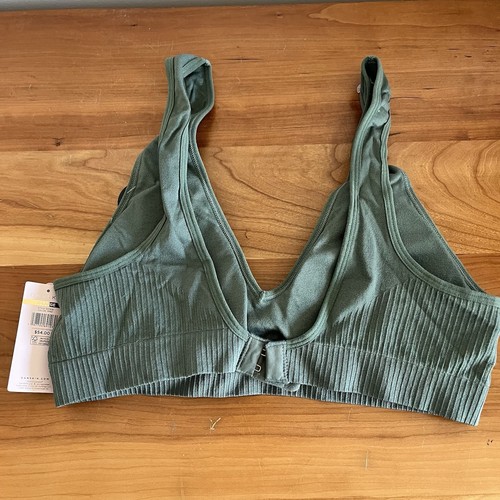NWT Women’s Danskin Sports Bra Removable Cups Ribbed Olive Green Size XL - Picture 3 of 5