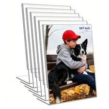 6 Pack 5x7 Inch Acrylic Self Standing Picture Frames,Clear Photo Frame Stand