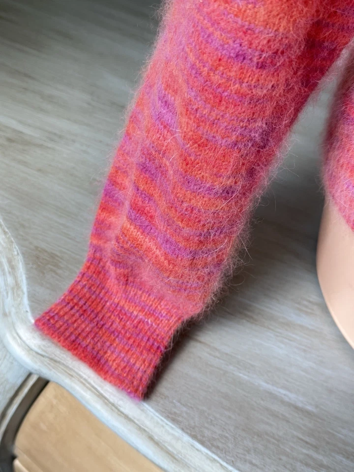 Suéter con Capucha MODA International Pelo de Conejo Lana L Rosa Brezo Suave Cremallera Completa Foto 4 de 4