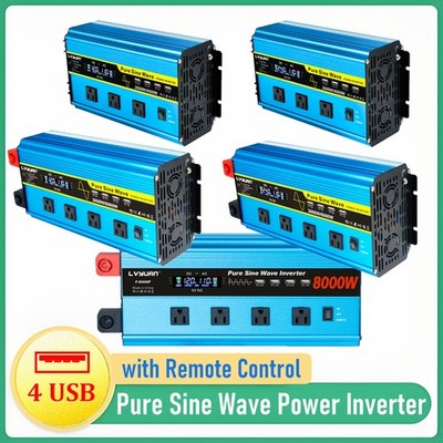 2000W 3000W 4000W/8000W 4USB 4AC Pure Sine Wave Power Inverter 12V 24V to 110V