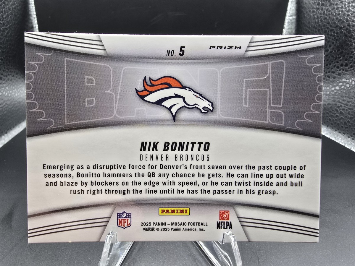 2025 Panini Mosaic Bang! Nik Bonitto Orange Fluorescent Prizm