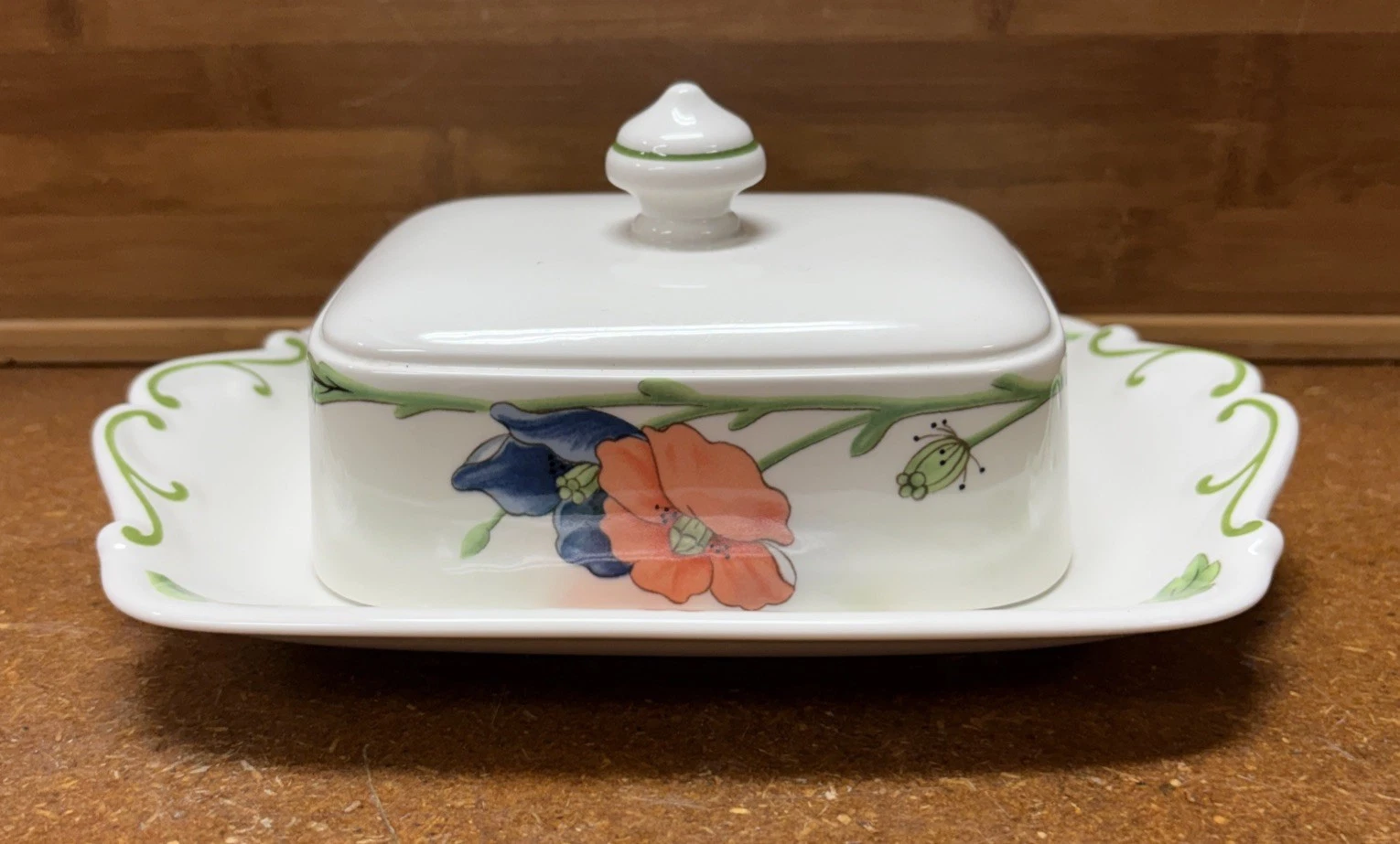 Villeroy & Boch Amapola Covered Butter Dish Rectangular Porcelain