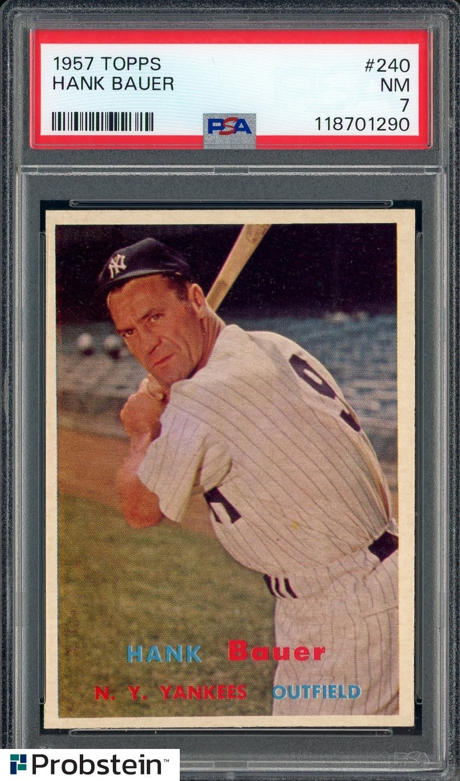 1957 Topps #240 Hank Bauer New York Yankees PSA 7 NM