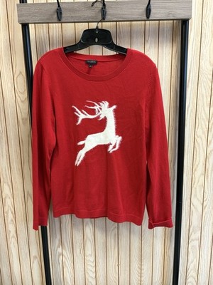 TALBOTS Sweater Womens Sz Med  P Holiday Soft Cashmere Winter Cozy Reindeer