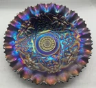 SUPER VINTAGE CARNIVAL NORTHWOOD WISHBONE PURPLE PIE CRUST EDGED LARGE 10” BOWL