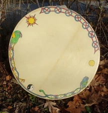 Bodhran drum Craftsman hand-made and hand-painted 15" Diameter