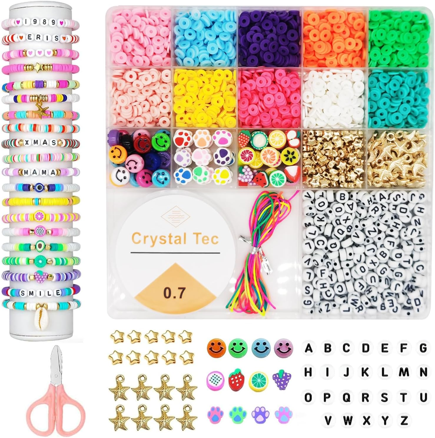 3000Pcs Flat Preppy Clay Beads Kit for DIY Friendship Bracelets