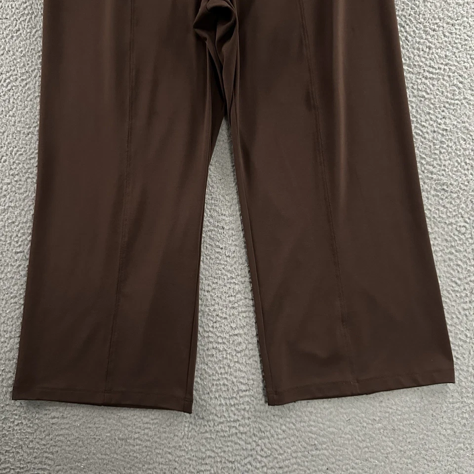 Calça Cabi Feminina Marrom Tamanho Grande Puxador Perna Larga Cropped Mistura de Poliéster - Imagem 4 de 4