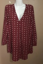 Forever 21 V-neck Polka Dot Long Sleeve Dress Red & White Size L