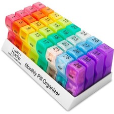 Monthly Pill Organizer - Am/Pm Daily Pill Organizer 32 Compartments for Each ...