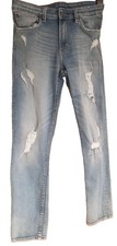 H&M Girls Blue   Washed Skinny Fit High Wasted Ripped Jeans Age 12-13 Years