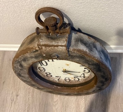 VTG 1887 rustic Wall Clock Pocket Watch Style Old Metal Frame Design 22  Working