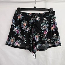 Kristen Nicole Black Floral Faux Skirt Skort Strecth Short Women's Size Medium