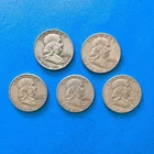Lot of 5 Franklin  HALF DOLLARS - 1959-1963